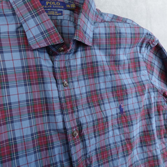 Polo Ralph Lauren Classic Fit Cotton Stretch Shirt Mens XXL Plaid Button Up Pony - Picture 1 of 8